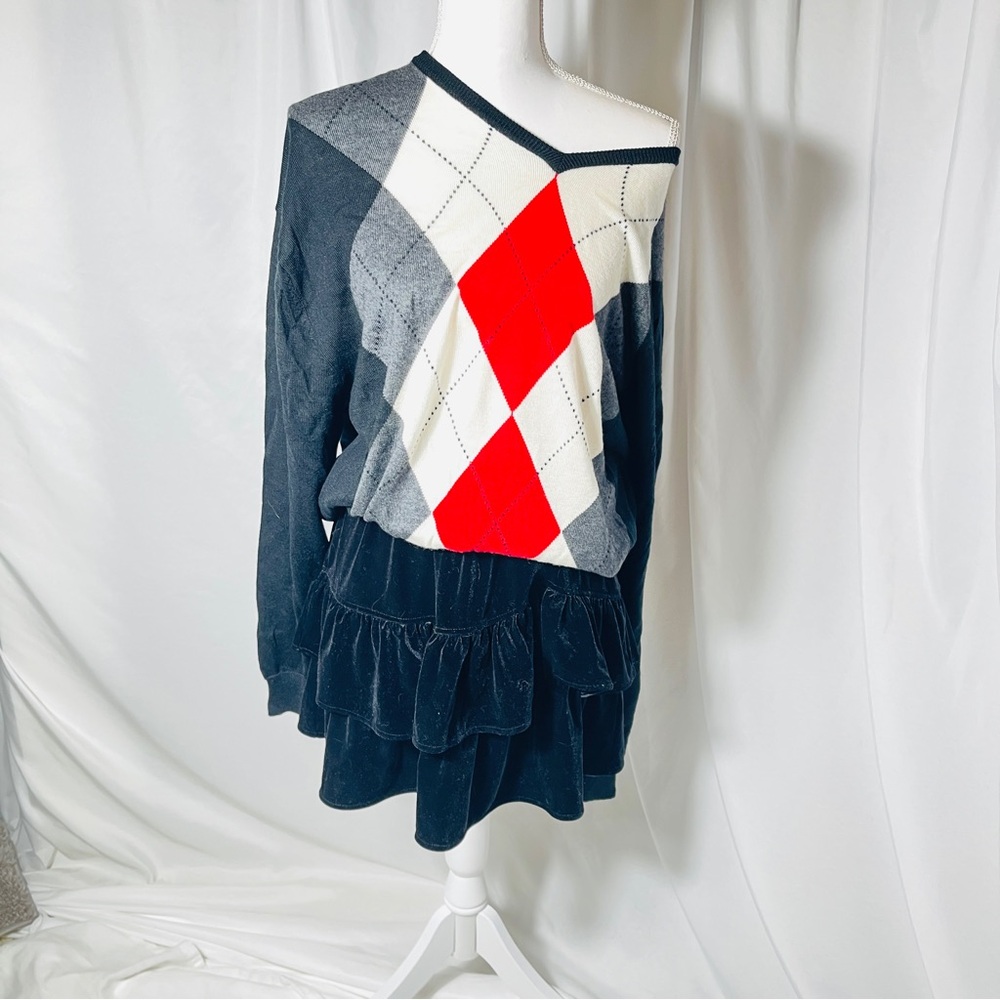 Divots 85% Silk 15 % Cashmere Argyle Sweater/ XL - Hold Day Prep/ Golfcore